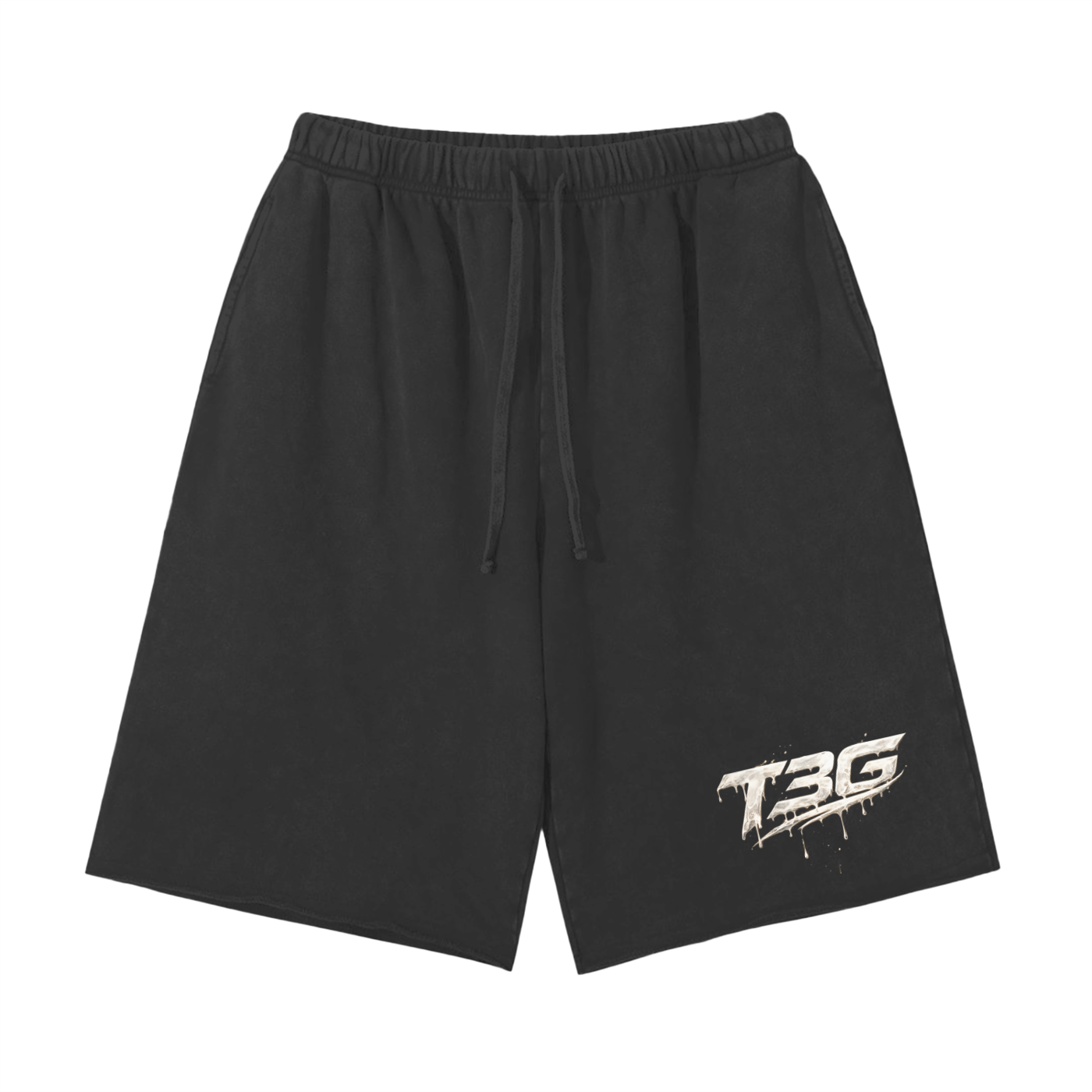 Melted Snow Washed Raw Hem Shorts