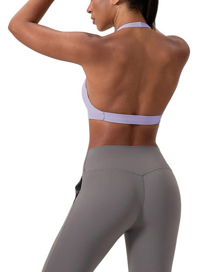 Pleated Halter Sports Bra