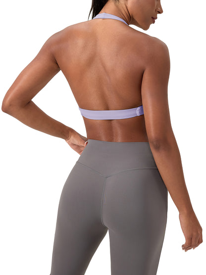 Pleated Halter Sports Bra